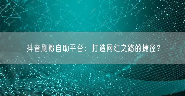 抖音刷粉自助平台:打造网红之路的捷径?