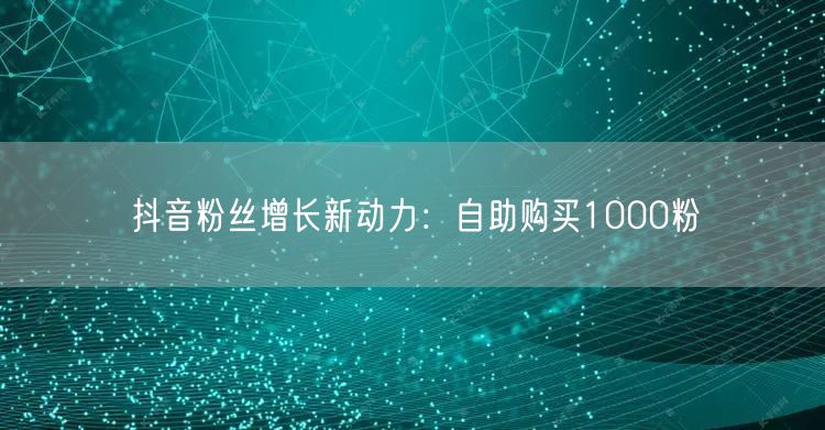 抖音粉丝增长新动力：自助购买1000粉