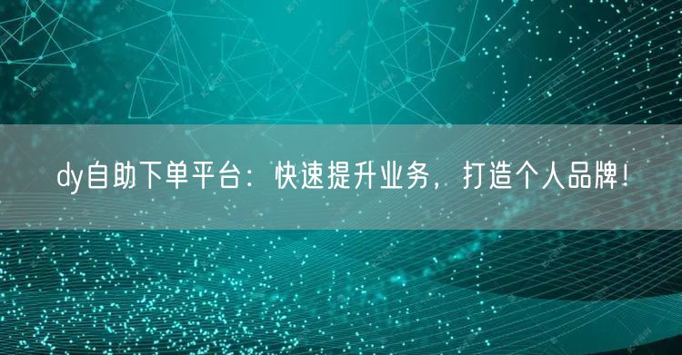 dy自助下单平台：快速提升业务，打造个人品牌！
