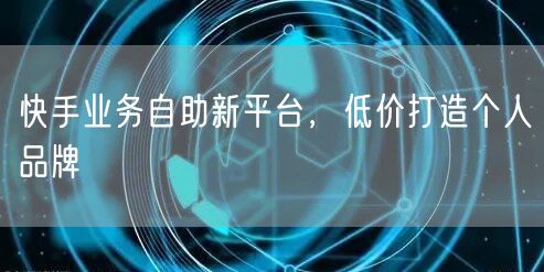 快手业务自助新平台,低价打造个人品牌