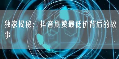独家揭秘:抖音刷赞最低价背后的故事