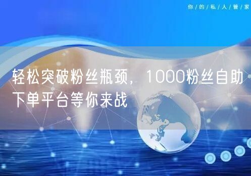 轻松突破粉丝瓶颈，1000粉丝自助下单平台等你来战