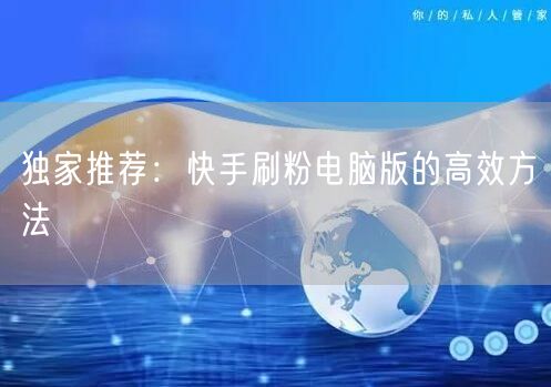独家推荐：快手刷粉电脑版的高效方法