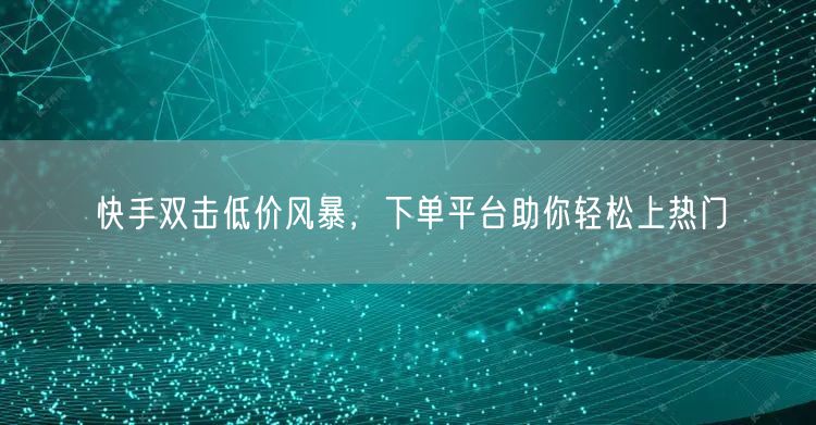 快手双击低价风暴,下单平台助你轻松上热门