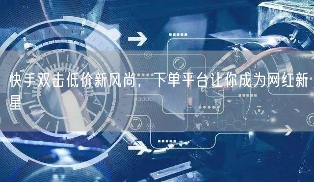 快手双击低价新风尚，下单平台让你成为网红新星