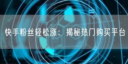 快手粉丝轻松涨：揭秘热门购买平台