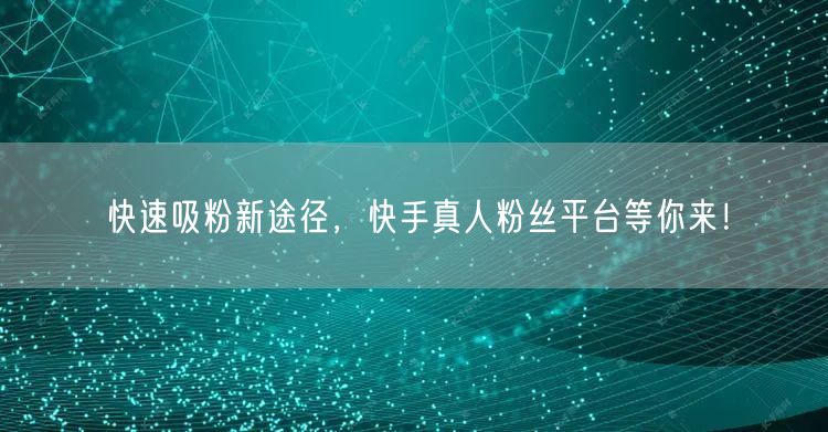 快速吸粉新途径，快手真人粉丝平台等你来！