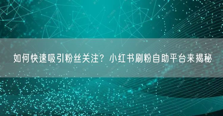 如何快速吸引粉丝关注？小红书刷粉自助平台来揭秘