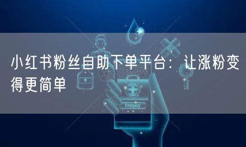 小红书粉丝自助下单平台:让涨粉变得更简单