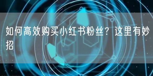 如何高效购买小红书粉丝?这里有妙招