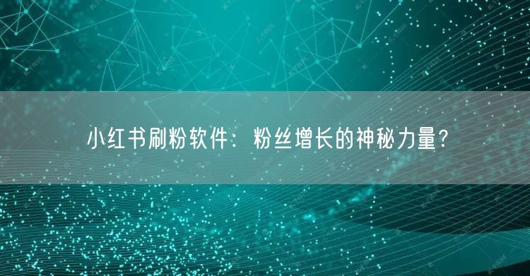小红书刷粉软件:粉丝增长的神秘力量?