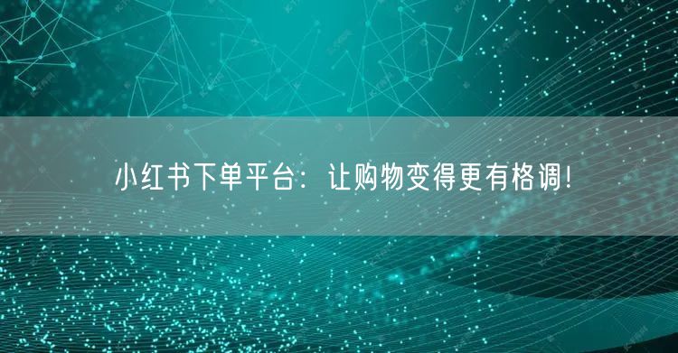 小红书下单平台:让购物变得更有格调!