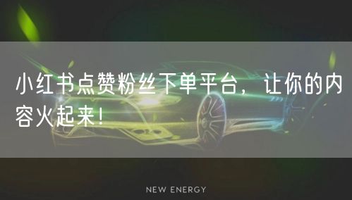 小红书点赞粉丝下单平台,让你的内容火起来!