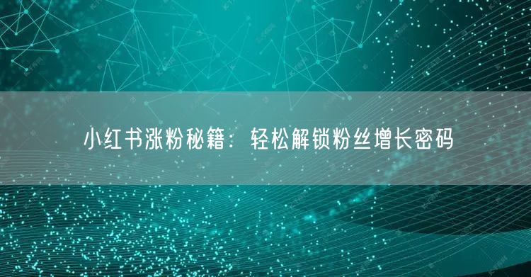 小红书涨粉秘籍：轻松解锁粉丝增长密码
