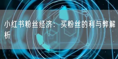小红书粉丝经济：买粉丝的利与弊解析