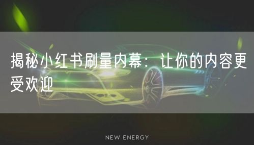 揭秘小红书刷量内幕：让你的内容更受欢迎