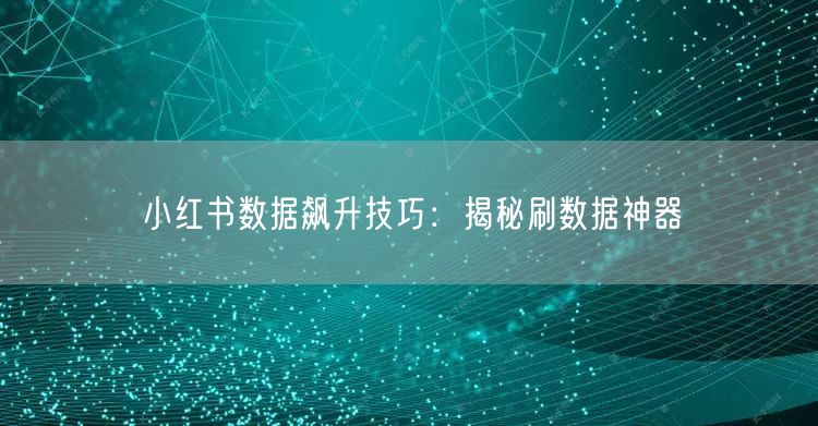 小红书数据飙升技巧：揭秘刷数据神器