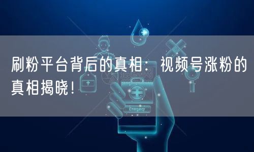 刷粉平台背后的真相:视频号涨粉的真相揭晓!