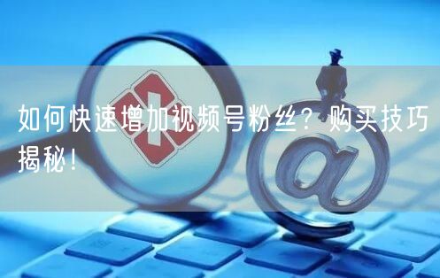 如何快速增加视频号粉丝？购买技巧揭秘！