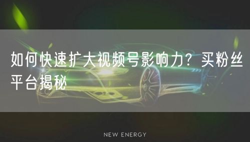 如何快速扩大视频号影响力?买粉丝平台揭秘