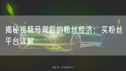 揭秘视频号背后的粉丝经济:买粉丝平台详解