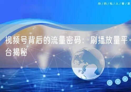 视频号背后的流量密码：刷播放量平台揭秘