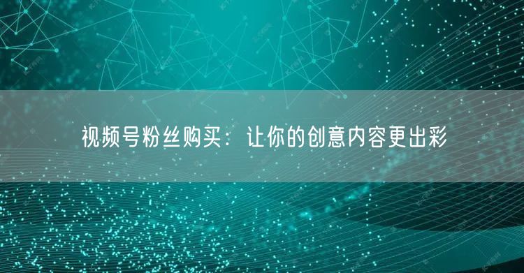 视频号粉丝购买：让你的创意内容更出彩
