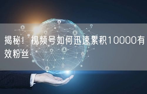 揭秘！视频号如何迅速累积10000有效粉丝