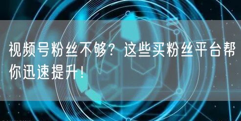 视频号粉丝不够？这些买粉丝平台帮你迅速提升！
