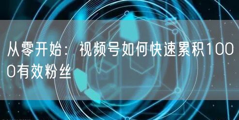 从零开始:视频号如何快速累积1000有效粉丝