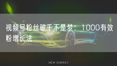 视频号粉丝破千不是梦:1000有效粉增长法