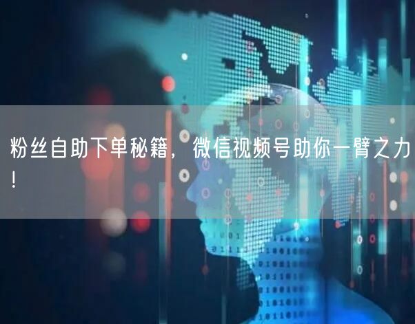 粉丝自助下单秘籍,微信视频号助你一臂之力!