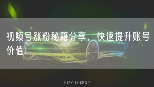 视频号涨粉秘籍分享，快速提升账号价值！
