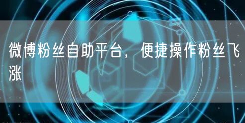 微博粉丝自助平台，便捷操作粉丝飞涨